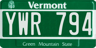 VT license plate YWR794