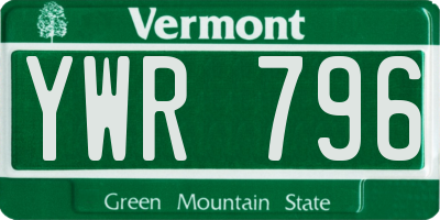 VT license plate YWR796