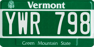 VT license plate YWR798