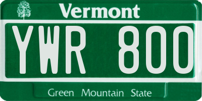 VT license plate YWR800