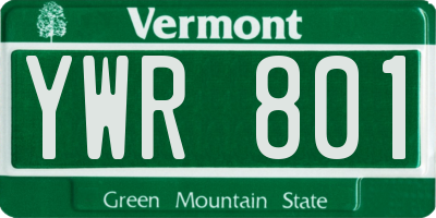 VT license plate YWR801