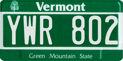 VT license plate YWR802