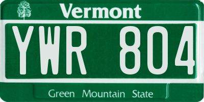 VT license plate YWR804