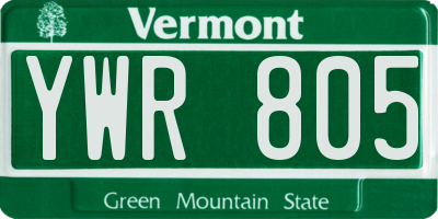 VT license plate YWR805