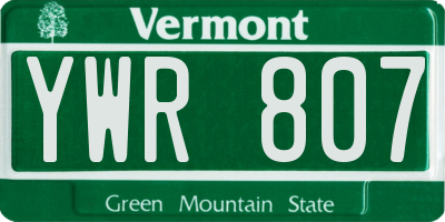 VT license plate YWR807