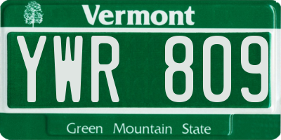 VT license plate YWR809