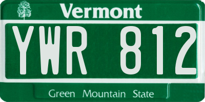 VT license plate YWR812