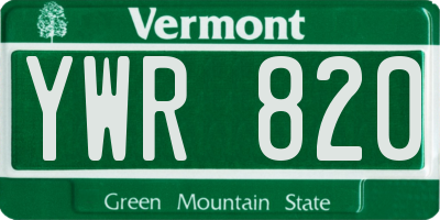 VT license plate YWR820