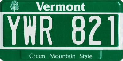 VT license plate YWR821