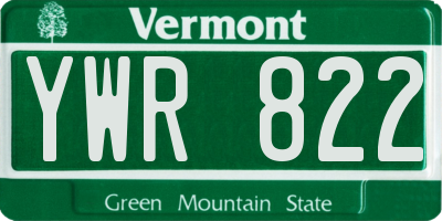 VT license plate YWR822