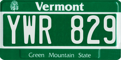 VT license plate YWR829