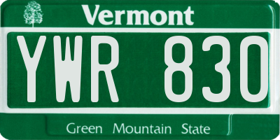 VT license plate YWR830