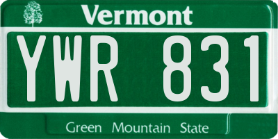 VT license plate YWR831