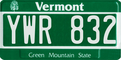 VT license plate YWR832