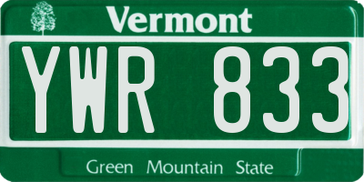VT license plate YWR833