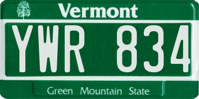 VT license plate YWR834