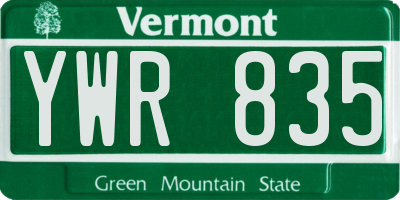 VT license plate YWR835