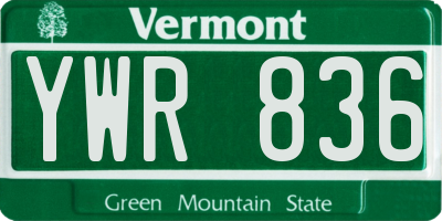 VT license plate YWR836