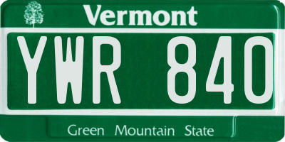 VT license plate YWR840