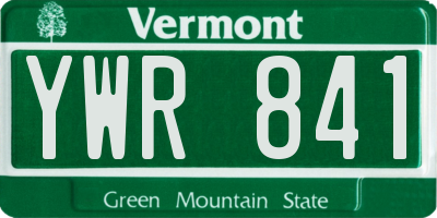 VT license plate YWR841