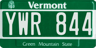 VT license plate YWR844