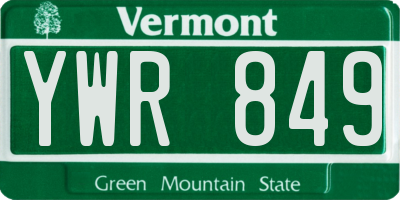 VT license plate YWR849