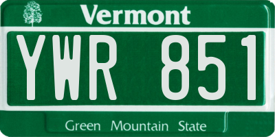 VT license plate YWR851