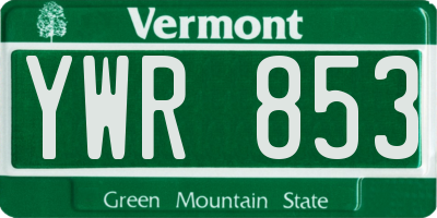 VT license plate YWR853