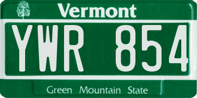 VT license plate YWR854