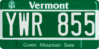VT license plate YWR855