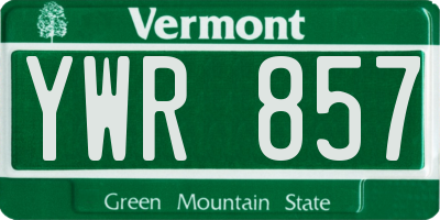 VT license plate YWR857