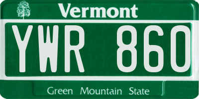 VT license plate YWR860