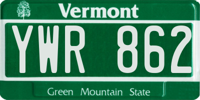 VT license plate YWR862