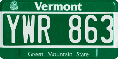 VT license plate YWR863