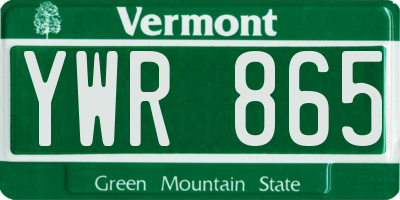 VT license plate YWR865