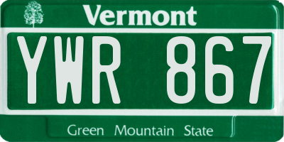 VT license plate YWR867