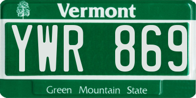 VT license plate YWR869