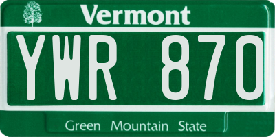 VT license plate YWR870