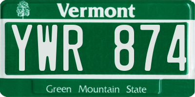 VT license plate YWR874