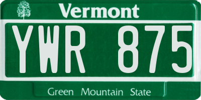 VT license plate YWR875