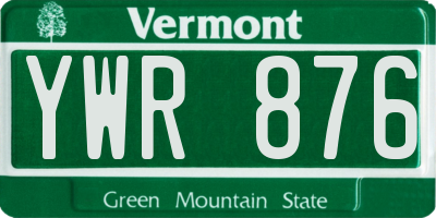 VT license plate YWR876