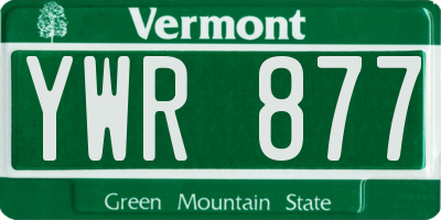 VT license plate YWR877