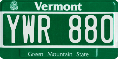 VT license plate YWR880