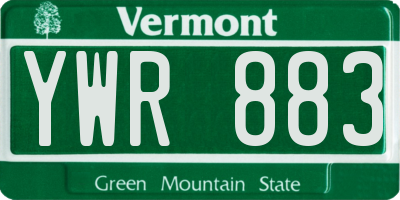 VT license plate YWR883