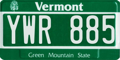 VT license plate YWR885