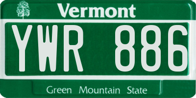 VT license plate YWR886
