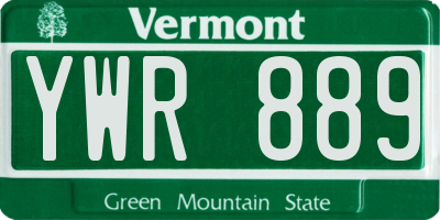 VT license plate YWR889