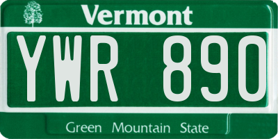 VT license plate YWR890