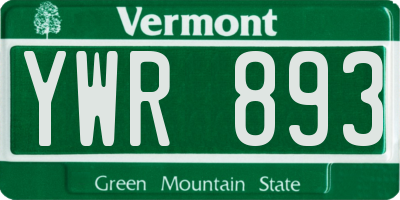VT license plate YWR893