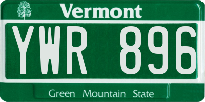 VT license plate YWR896